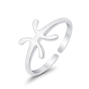 Pisces Zodiac Sign Toe Ring Adjustable Band 925 Sterling Silver (8mm)